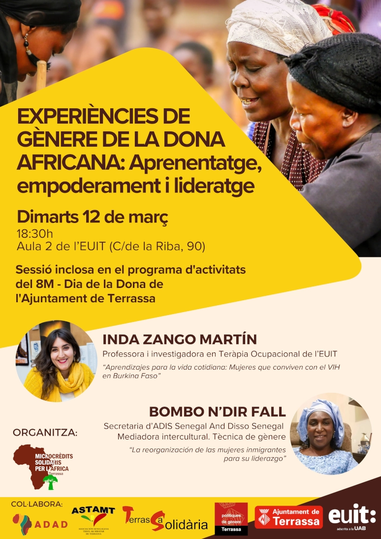 cartell de Microcrèdits solidaris per Àfrica xerrada "Experiències de gènere de la dona africana"